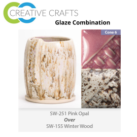Pink Opal SW-251 over Winter Wood SW-155 Stoneware Combination
